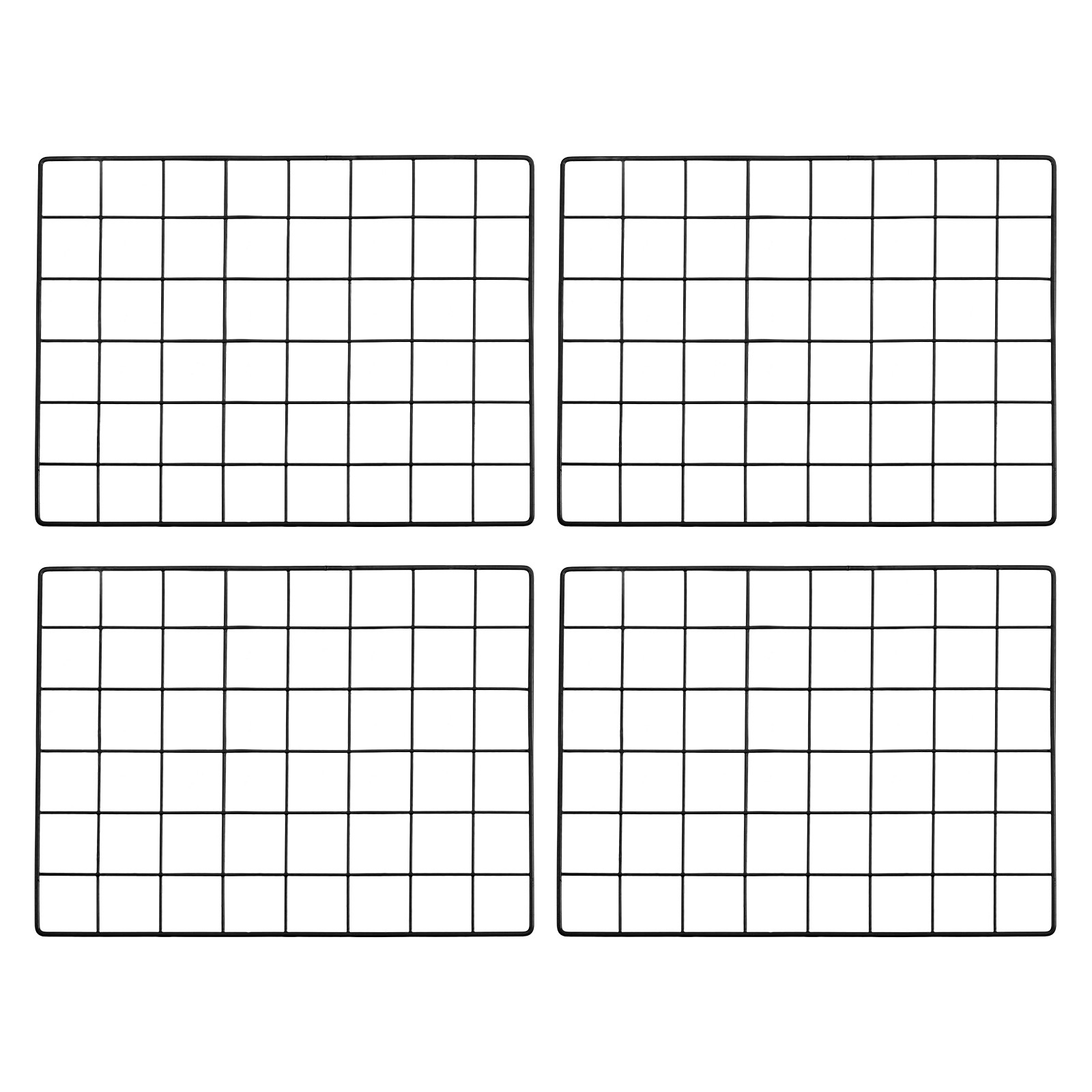 16x12" Wire Grid Panel, 4 Pcs Iron Decorative Wall Grid, Black