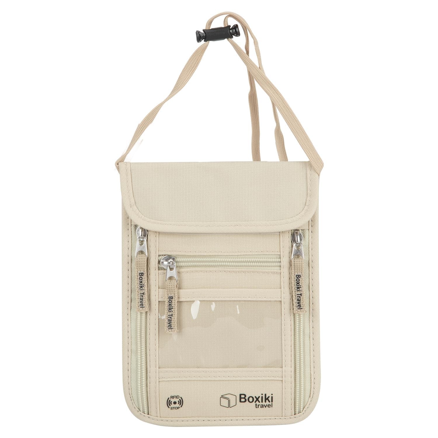 RFID Travel Neck Wallet - Beige | Sleek, Secure Passport Holder and Money Pou...