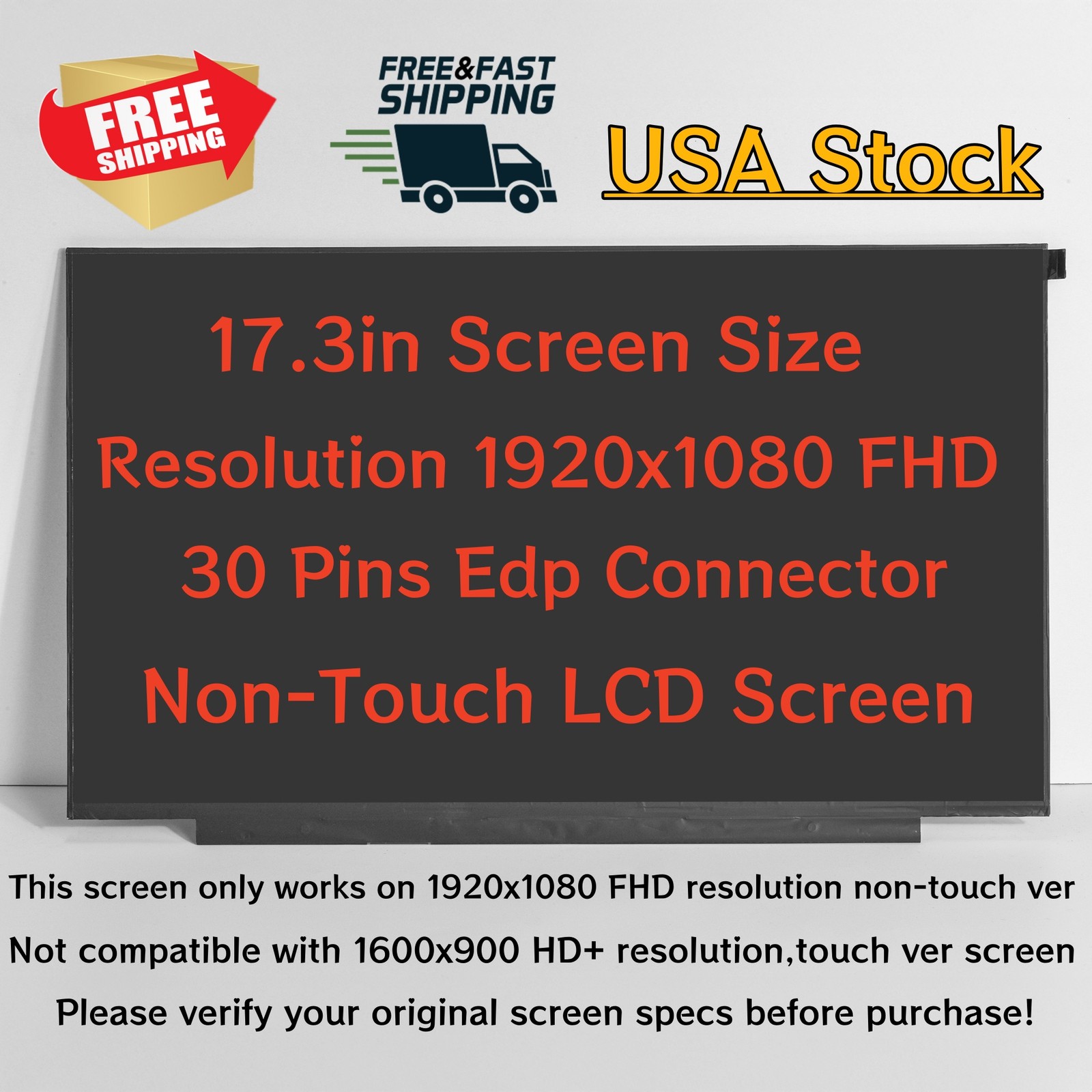 For HP 17-CN0168ST 30 Pins FHD Non-Touch Screen Replacement LCD Display Panel