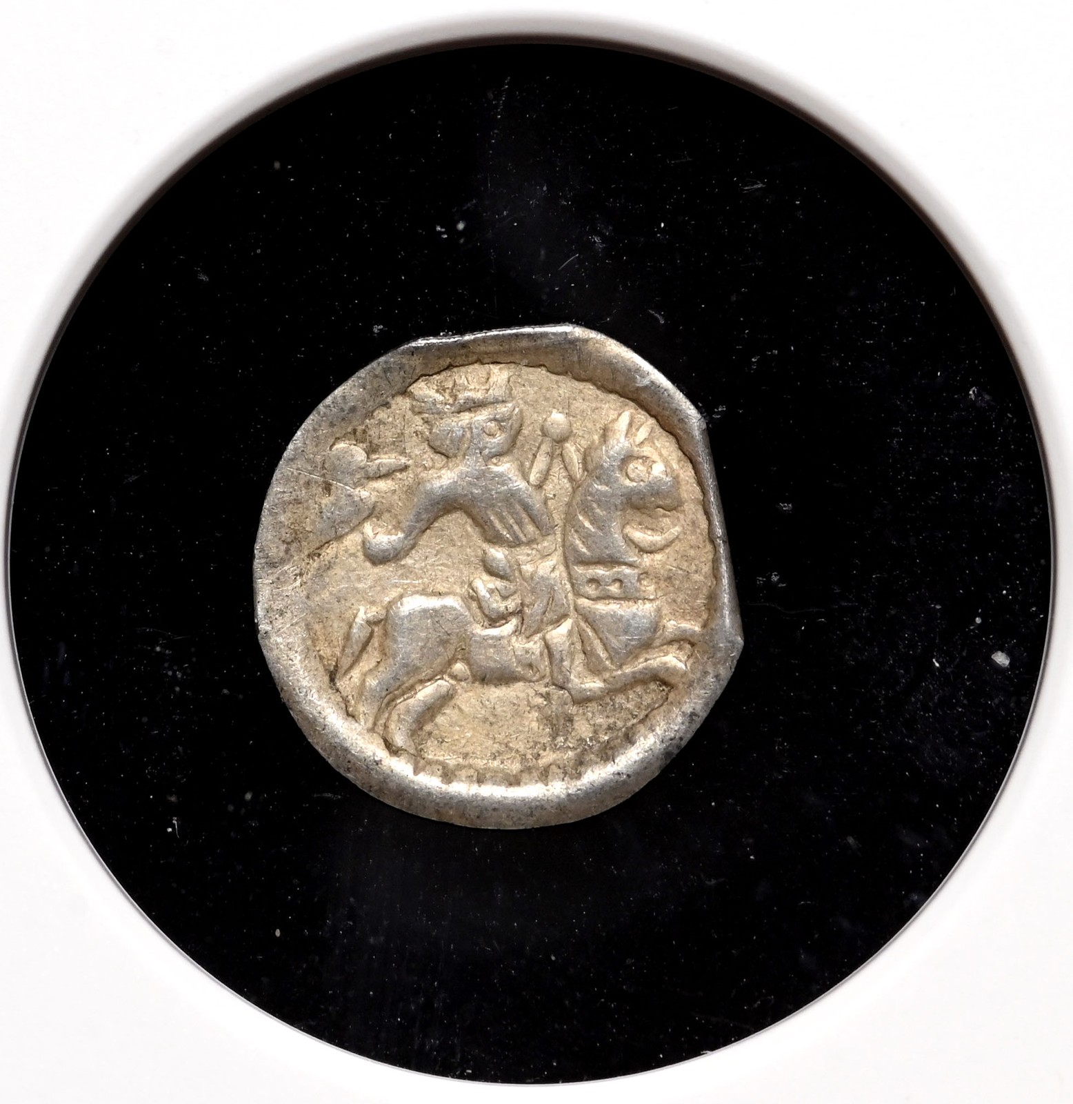 HUNGARY. Bela IV. 1235-1270. Silver Bracteate Denar, Scarce type, NGC AU55