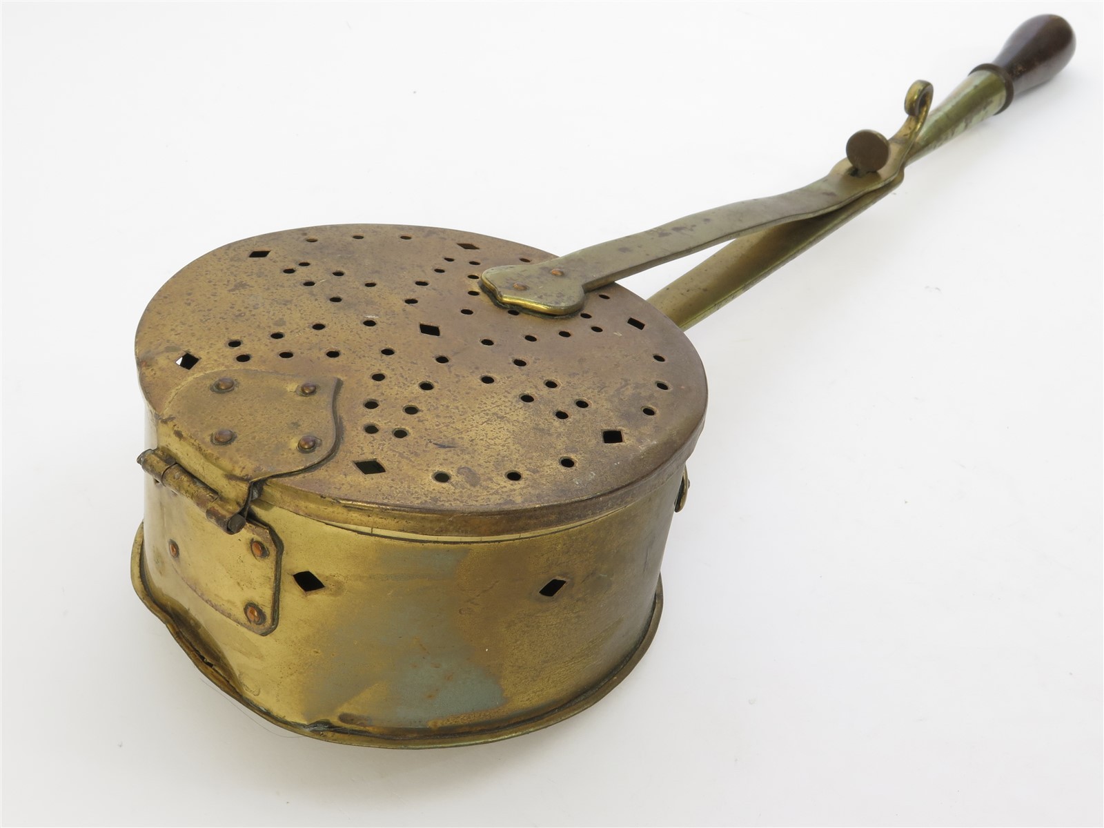 Antique Brass Bedwarmer or Chestnut Popper 27" long