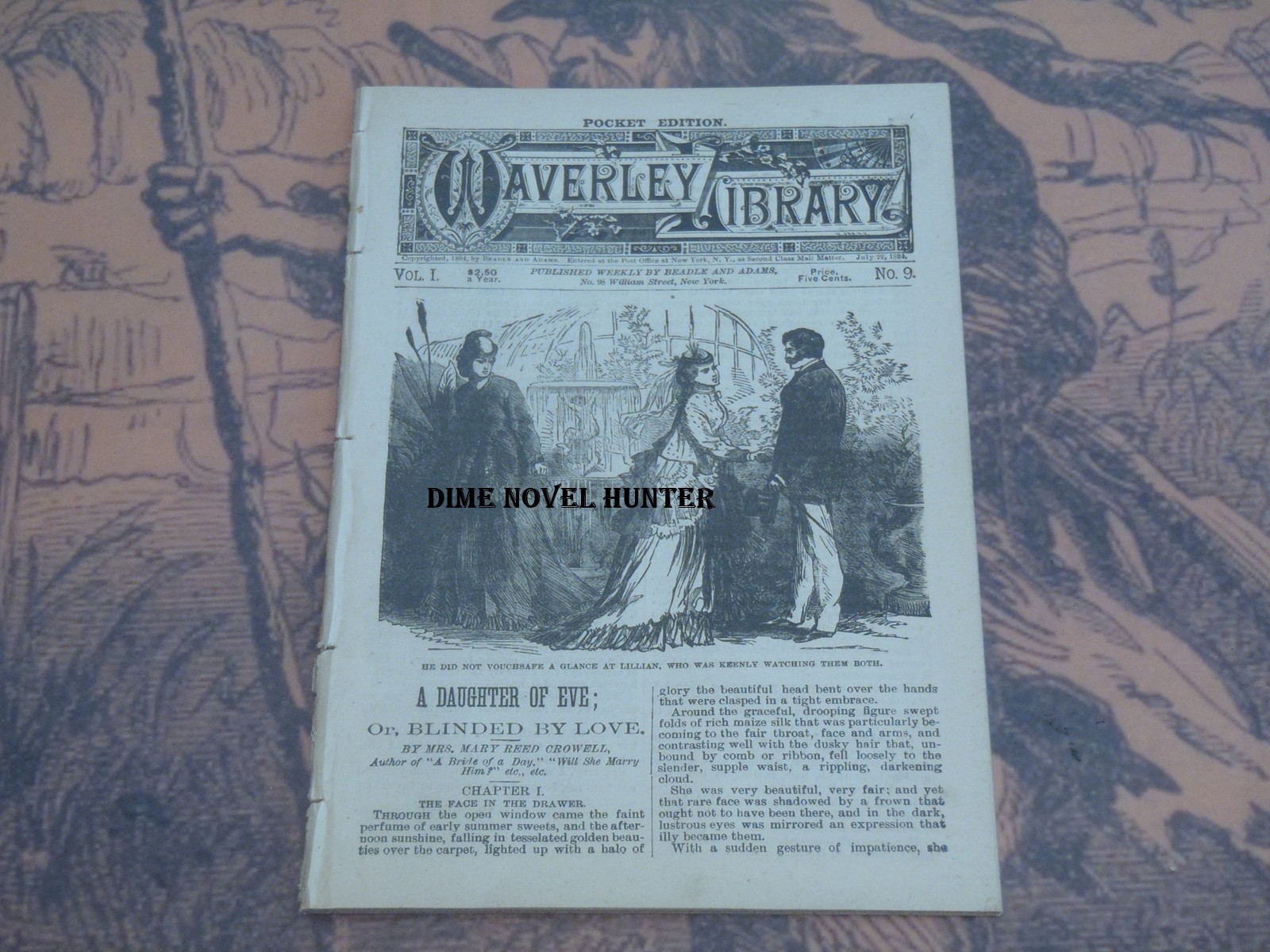 BEADLE & ADAMS WAVERLEY LIBRARY POCKET EDITION #09 MARY R CROWELL VG DIME NOVEL
