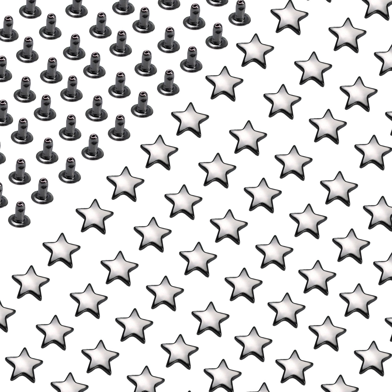pson 100 Sets Star Leather Rivets Kit, 12mm Gun Black 