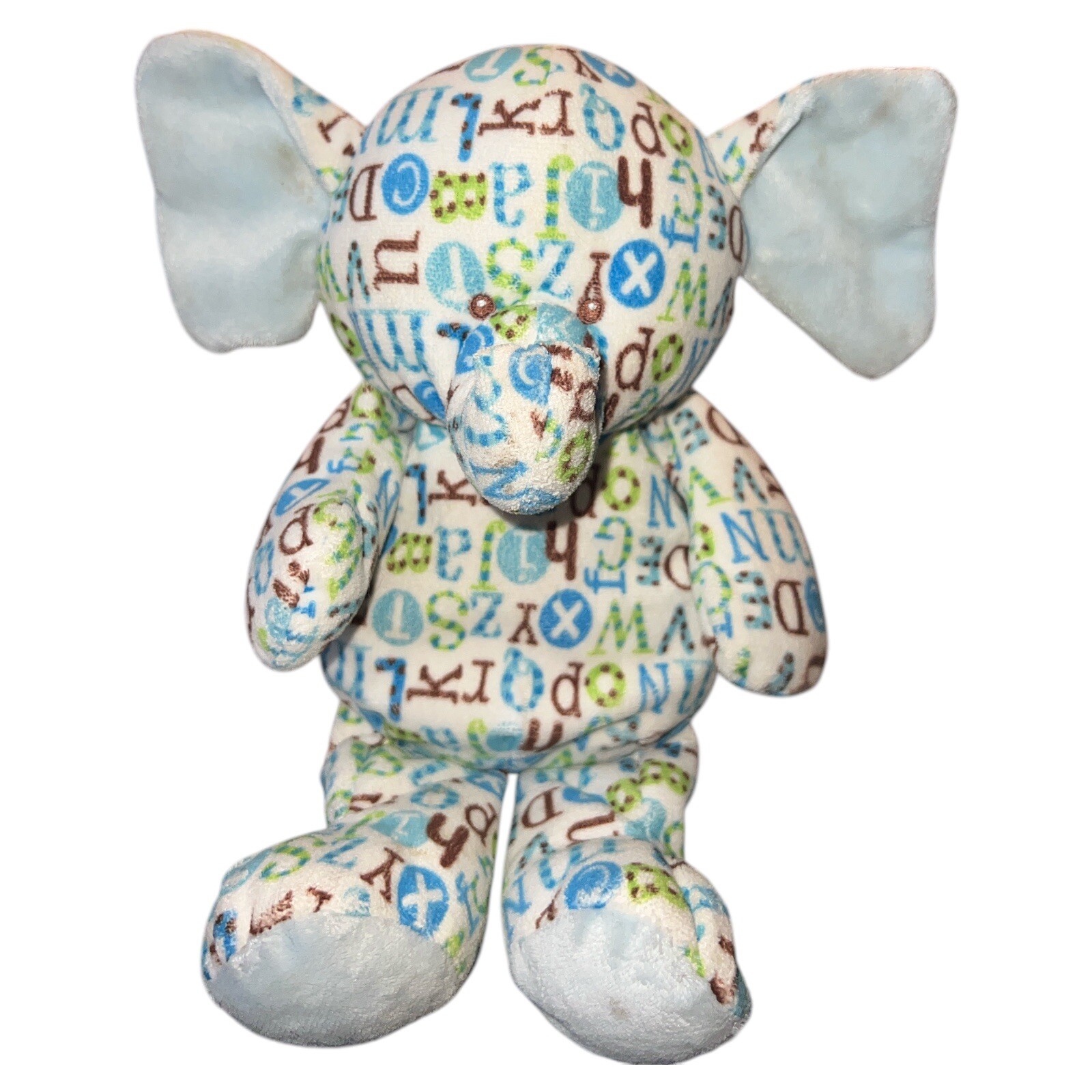 Baby Ganz Pitter Pattern Elephant Stuffed Plush Blue Brown Green Alphabet Toy