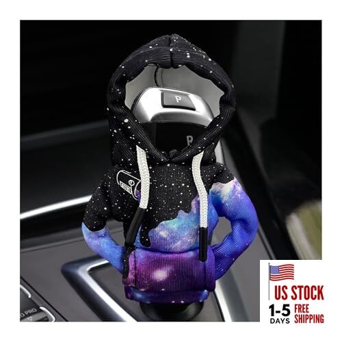 Car Shift Knob Hoodie Cover, Funny Gear Shifter Protector Sweater Starry Sky