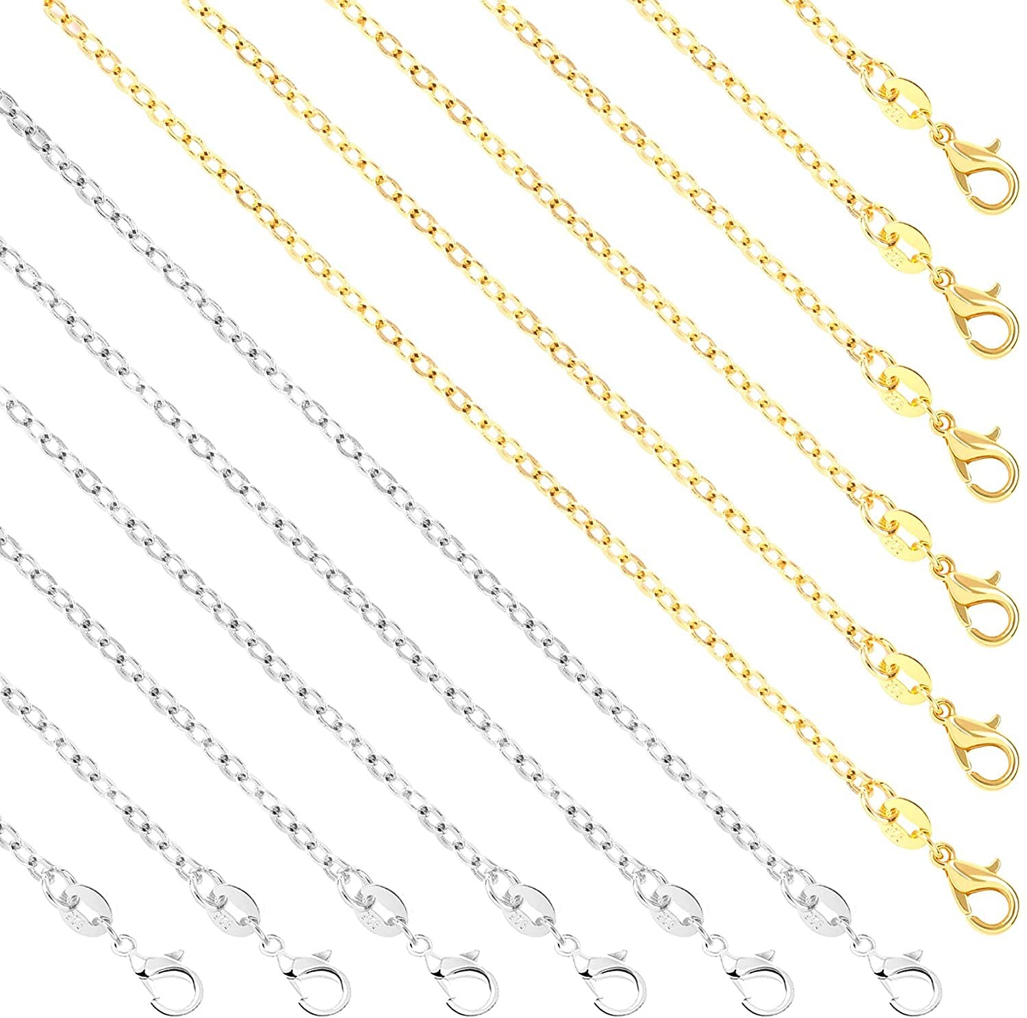 SANNIX 50 Pack Necklace Chains for Jewelry Making Silver 20 Inch, 