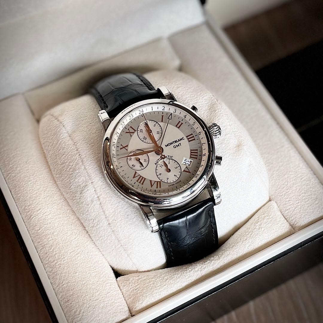 Montblanc Star Chronograph GMT Automatic 42mm Men Wristwatch Analog Leather