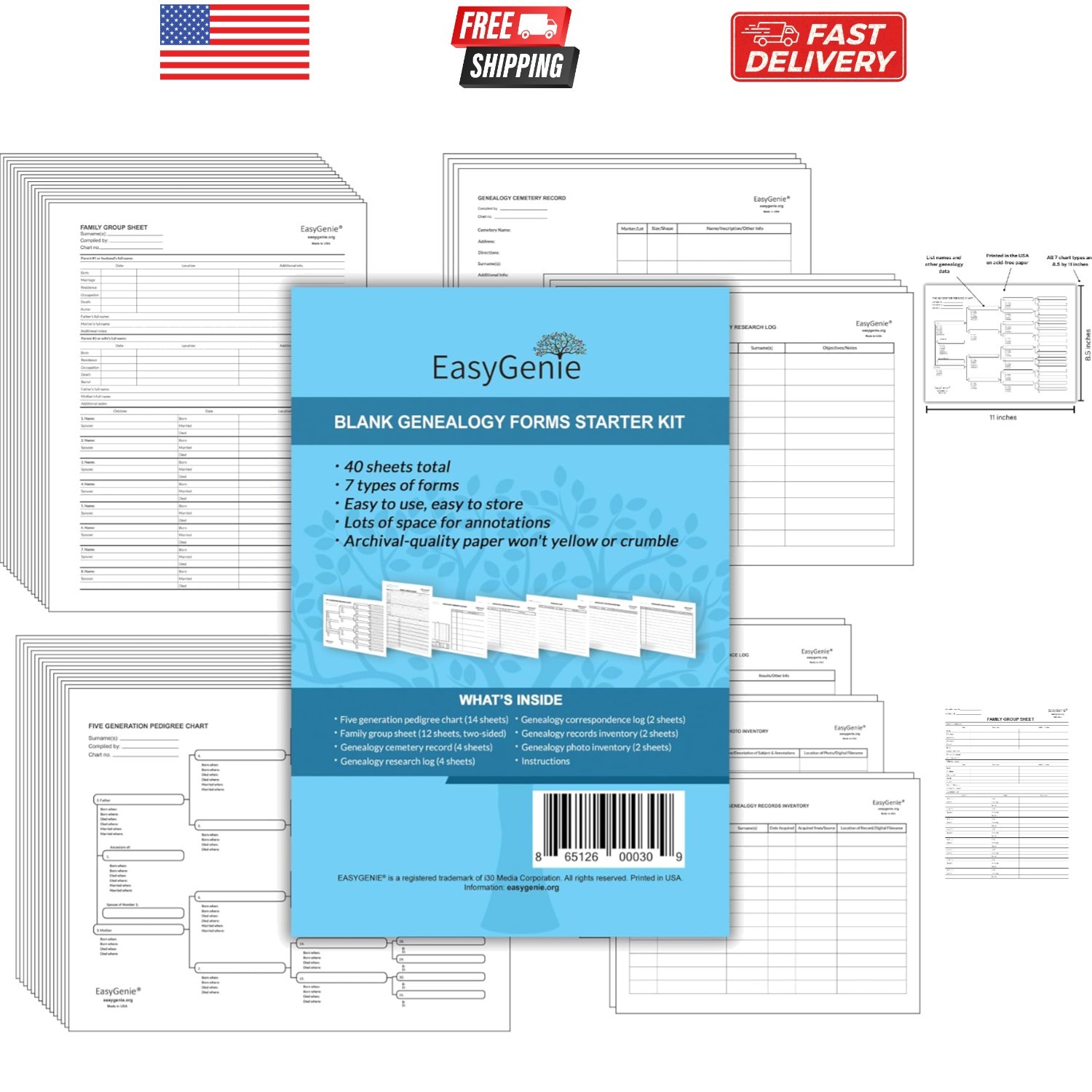 Elegant Blank Genealogy Forms Starter Kit: Perfect Gift for Family Historians