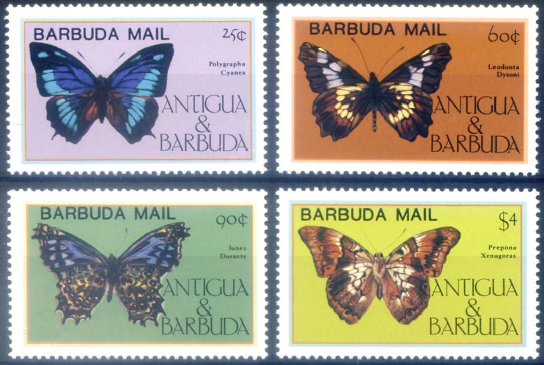 Barbuda. Fauna. Butterfly 1985. Overprinted.