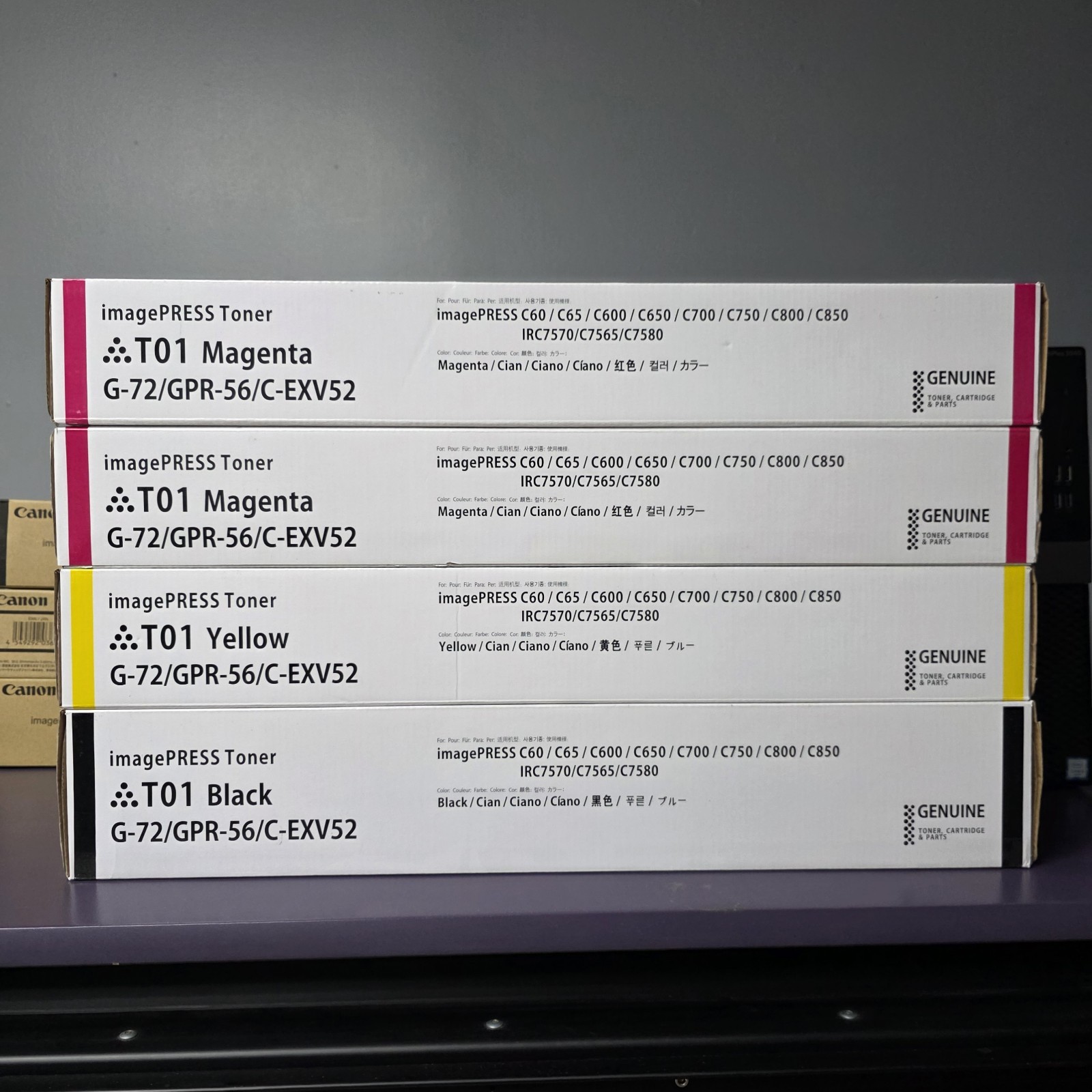 Canon T01 Toner Cartride set Yellow Magenta, Black, imagePRESS C60