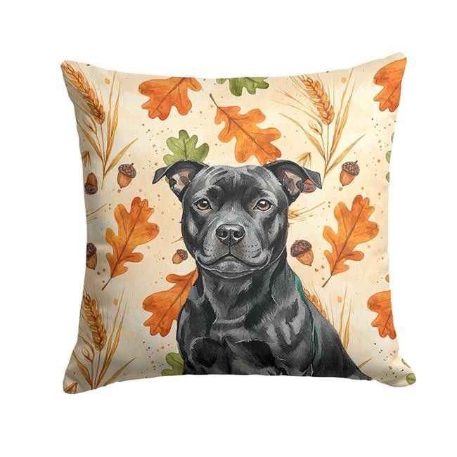 Carolines Treasures WDK8028PW1414 14 x 14 in. Black Staffordshire Bull Terrie...