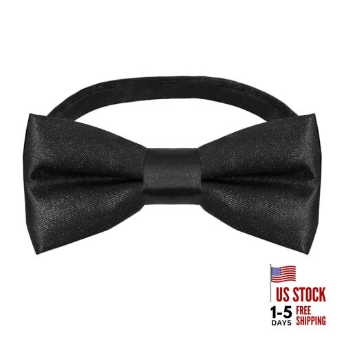 Boys Bow Tie Pre-Tied Adjustable Kids Bow Ties Solid Color Toddler Bow Black