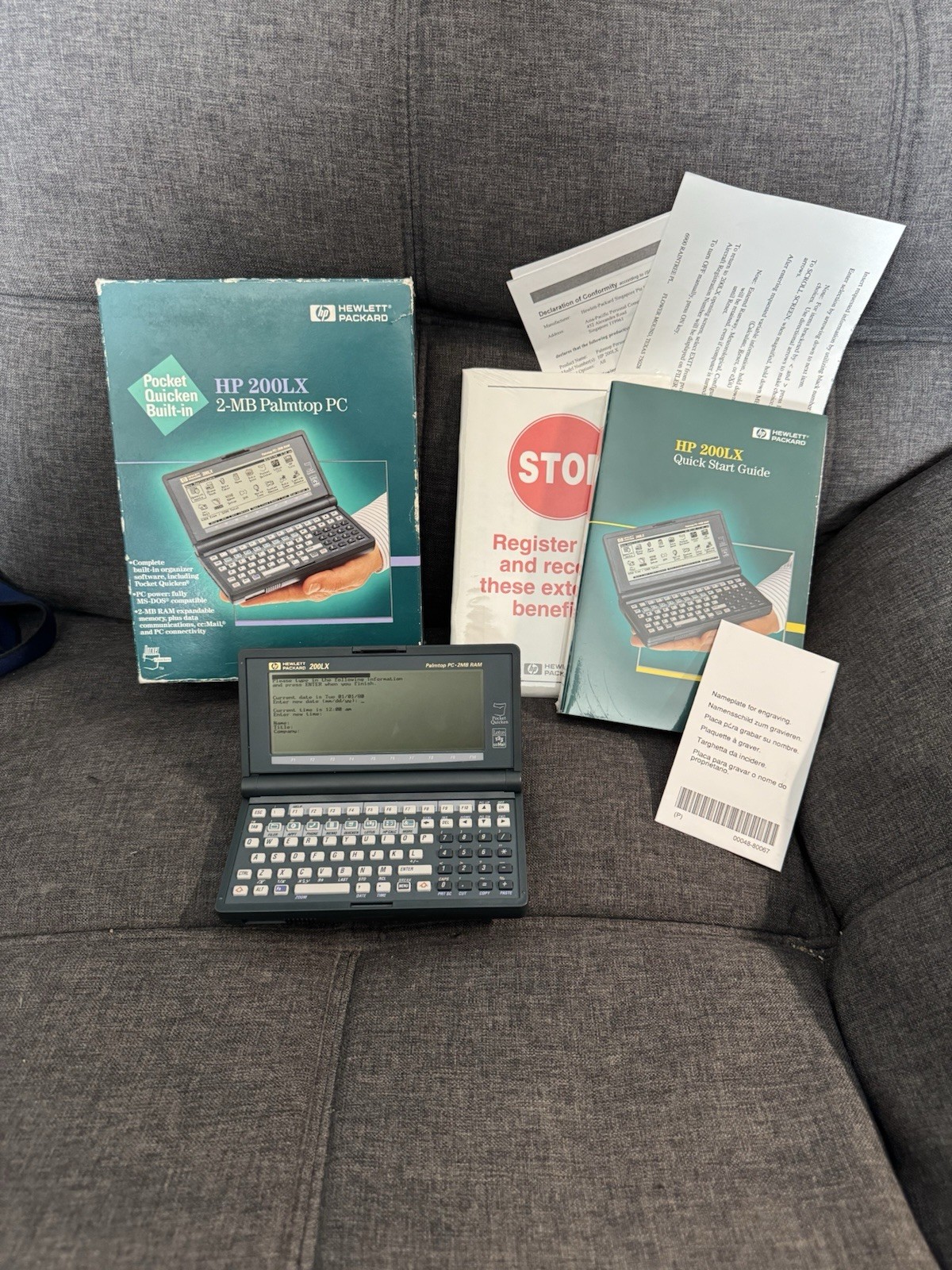 Vintage Rare HP 200LX Palmtop Handheld 2MB RAM DOS w/ Accessories