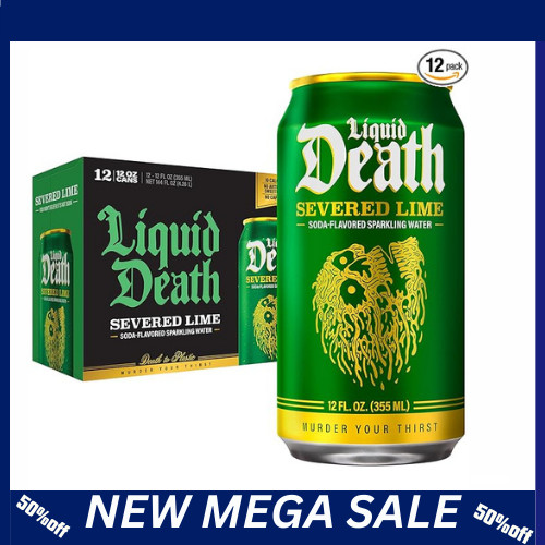 Liquid Death Soda-Flavored Sparkling Water - Severed Lime (Classic Lime Soda), L