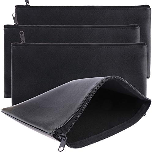 Leatherette Security Deposit Bags, Utility Zipper Bags for Cash, Check