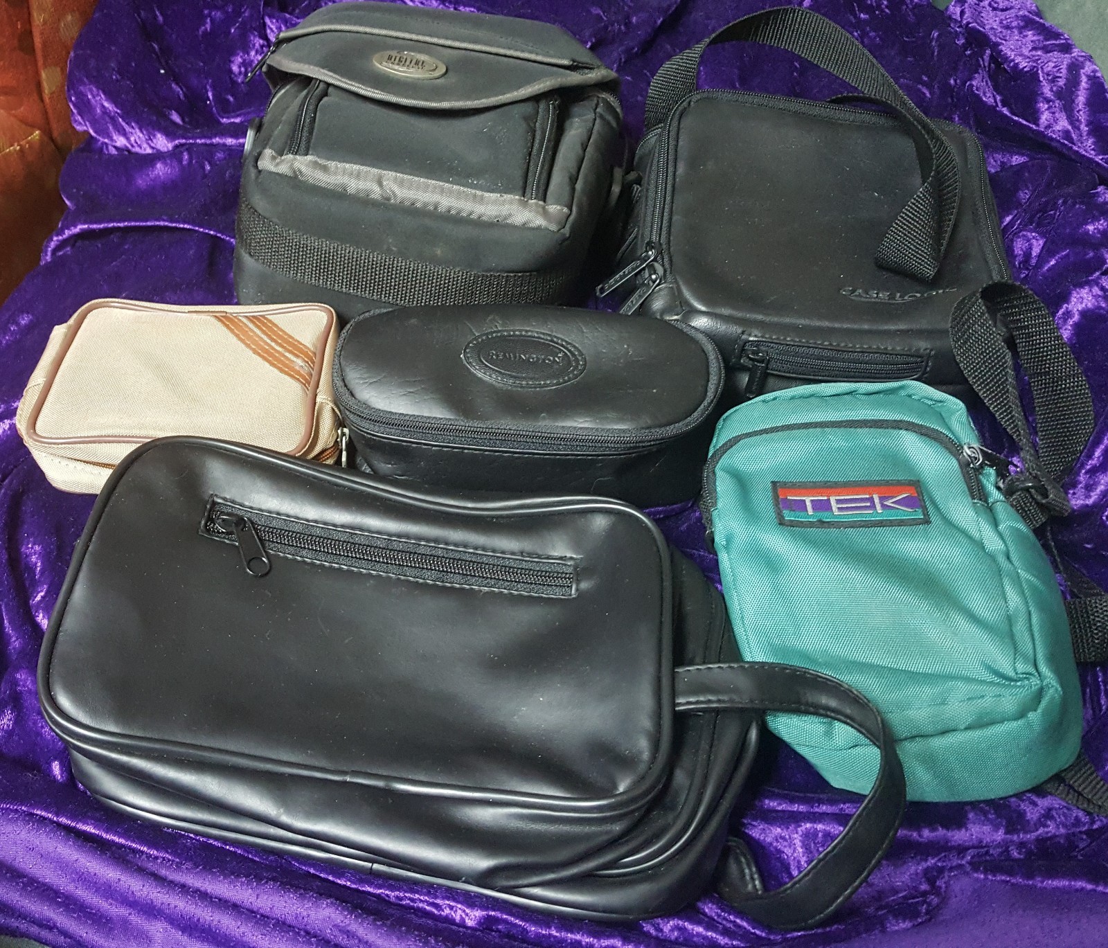 6 CAMERA BAG Carrier BAGS LOT vintage Case Logic Remington Tek Digital Concepts 