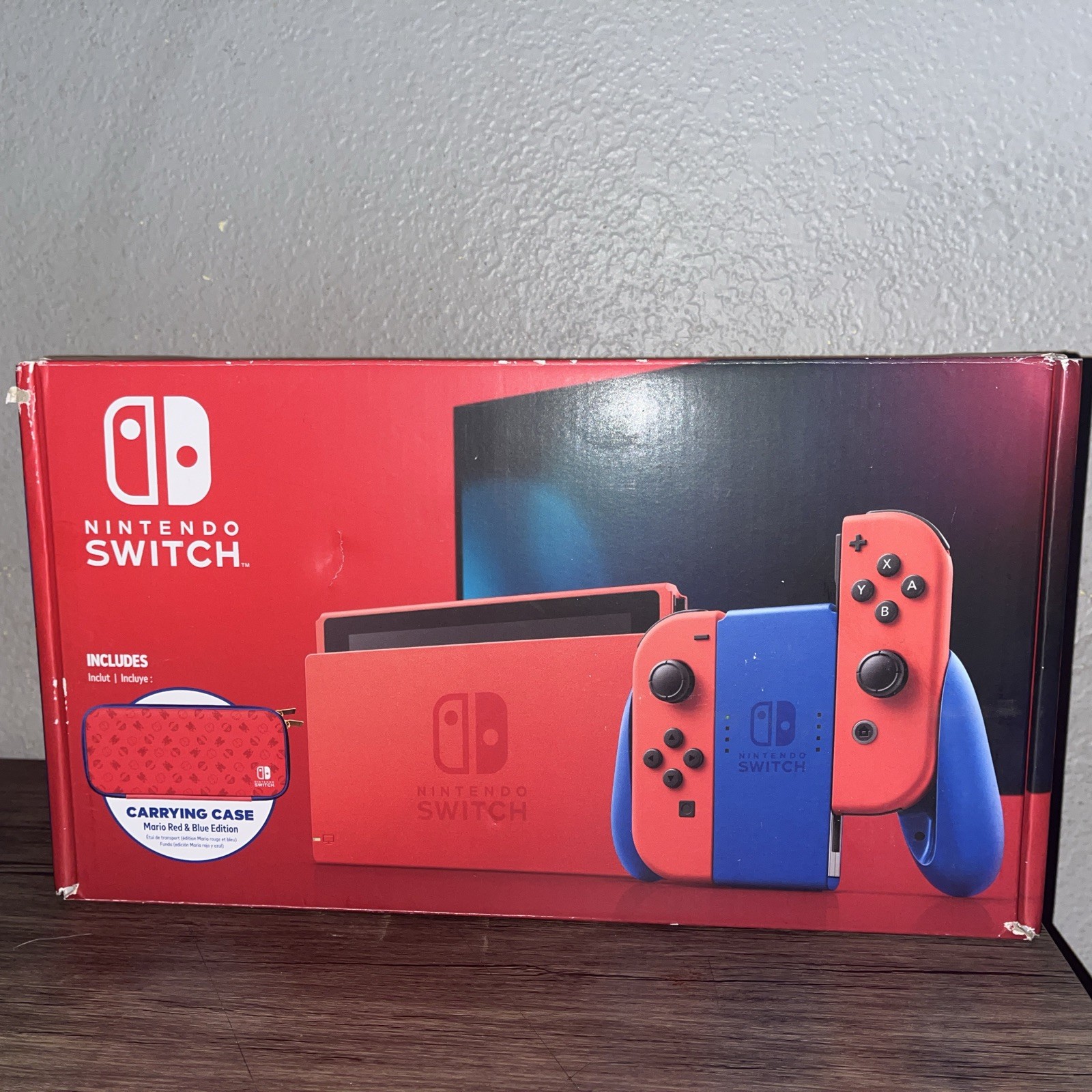 Nintendo Switch Complete EMPTY Box Mario Red & Blue Edition w/ Carrying Case