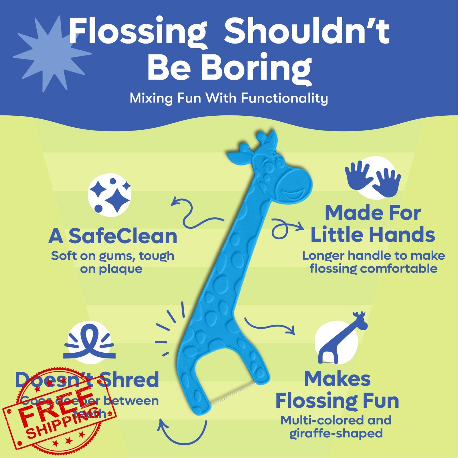 SmartLifeco Kids Wheat Flossers Mint 100ct Fluoride Free