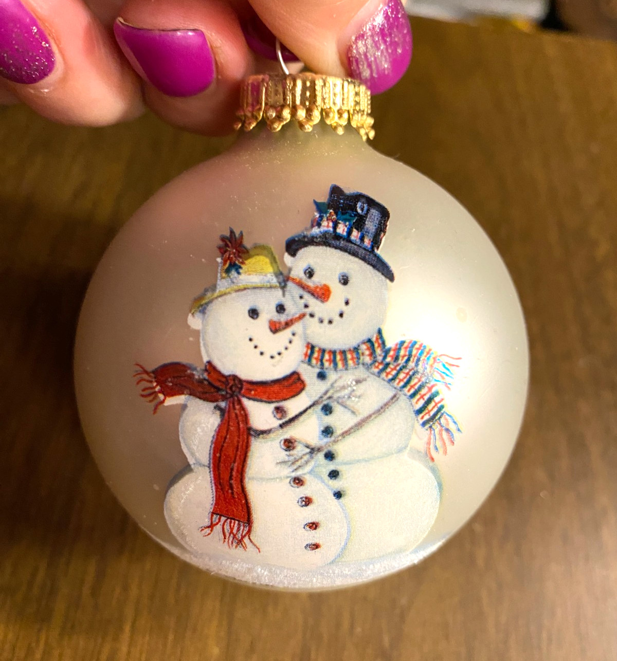 Christmas By Krebs Ornaments Snowman Couple 2.5" White