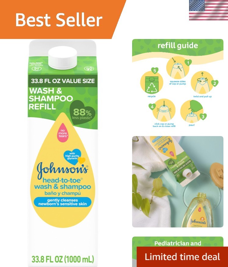 Head-To-Toe Gentle Baby Body Wash & Shampoo, 33.8oz - Tear-Free & Hypoallergenic