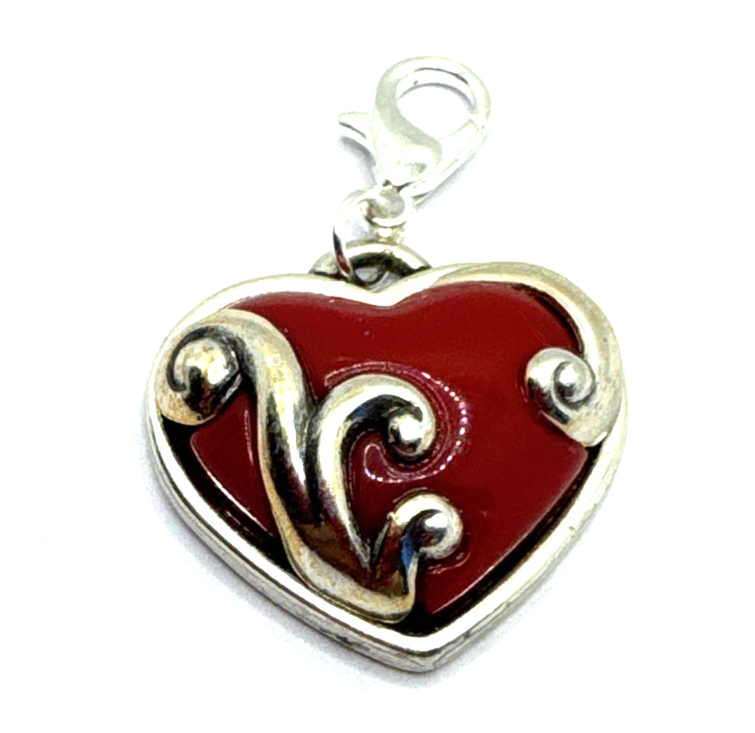 Brighton Go Red Courage Love Dreams Heart Two-Sided Silver Clip Custom Charm
