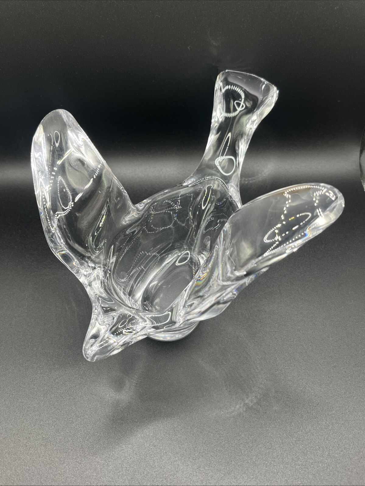 Vintage Clear Art Glass Bird Shaped Pipe Holder, Trinket Dish, Candy Dish