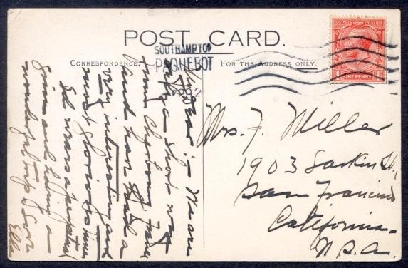 UK CUNARD LINE PPC 1929 SOUTHHAMPTON PAQUEBOT TO USA