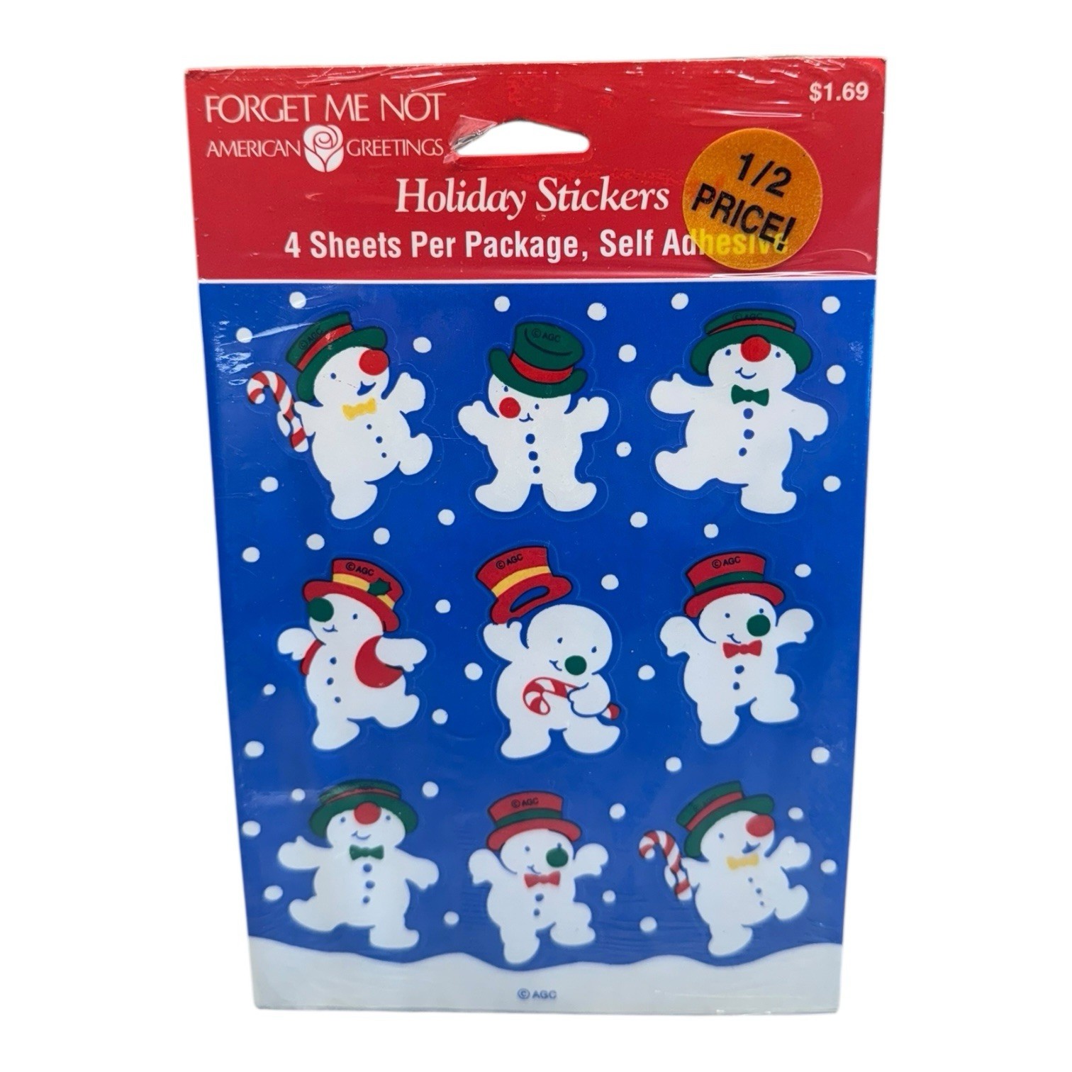 Vintage SNOWMAN WINTER Holiday Stickers American Greetings 4 Sheets Sealed