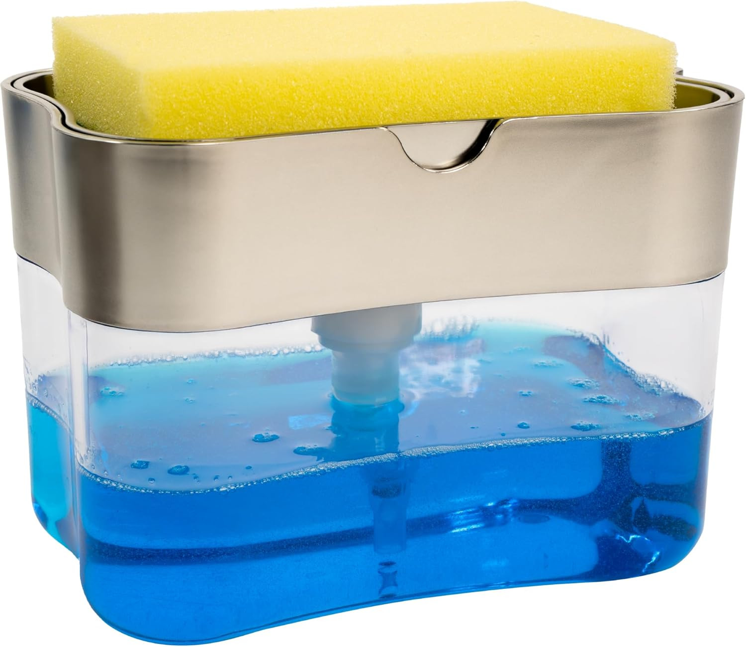Dish Soap Dispenser and Sponge Holder for Kitchen Sink, Sponge Included, 13 Ounc