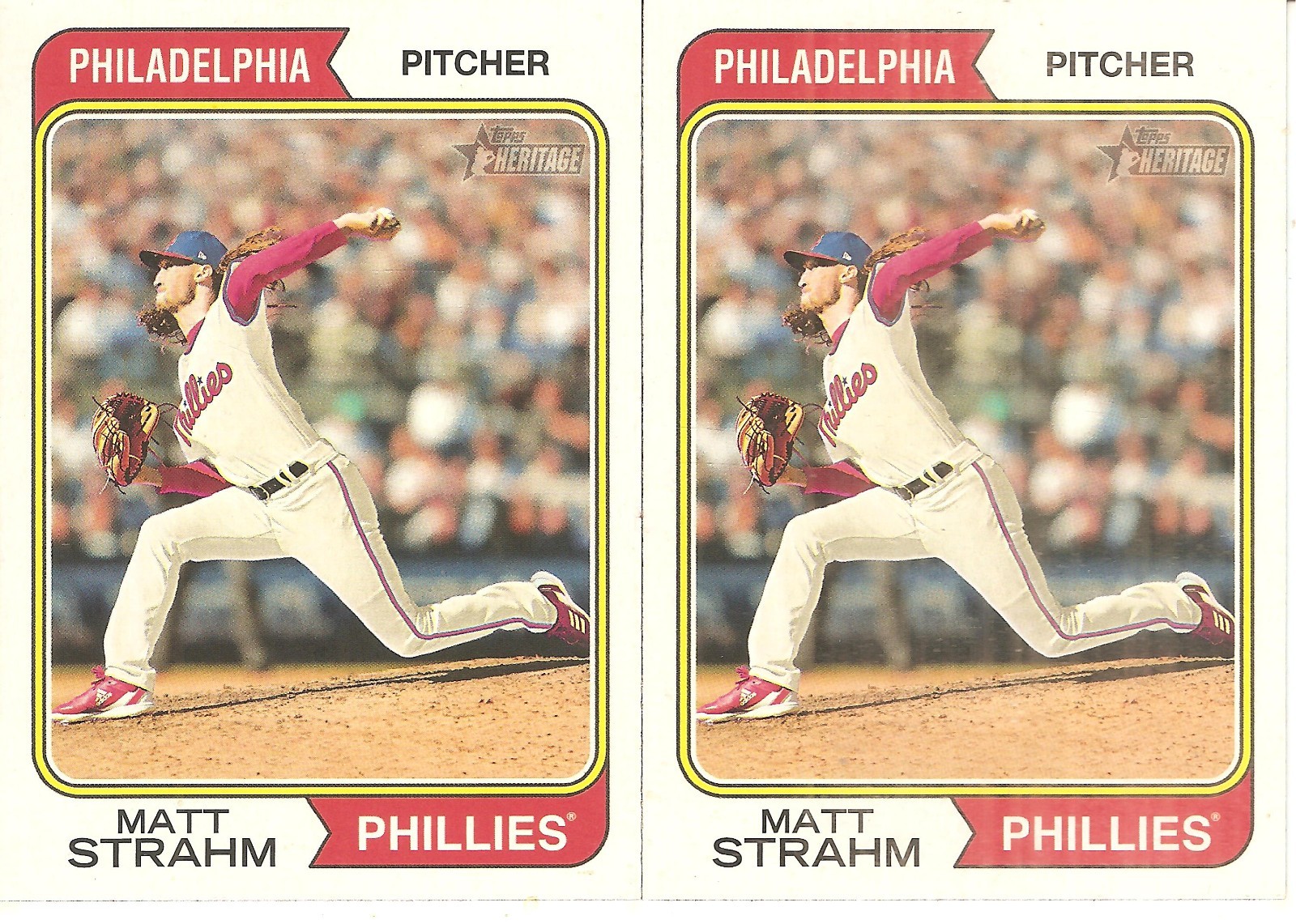 2 CARD 2023 TOPPS HERITAGE MATT STRAHM BASEBALL CARD LOT