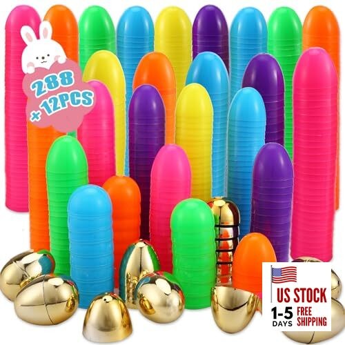 300 Pcs Easter Eggs,2.35" Assorted Bright Colors Plastic Easter Eggs for 