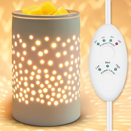 Wax Melts Candle Warmer Burner - Ceramic Electric Candle Halo House with Timer