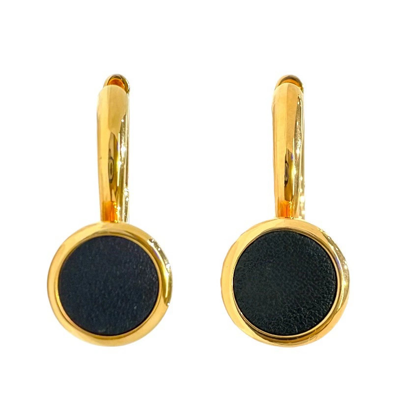 HERMES Cor PM Earrings Pink Gold GP Jewelry Used