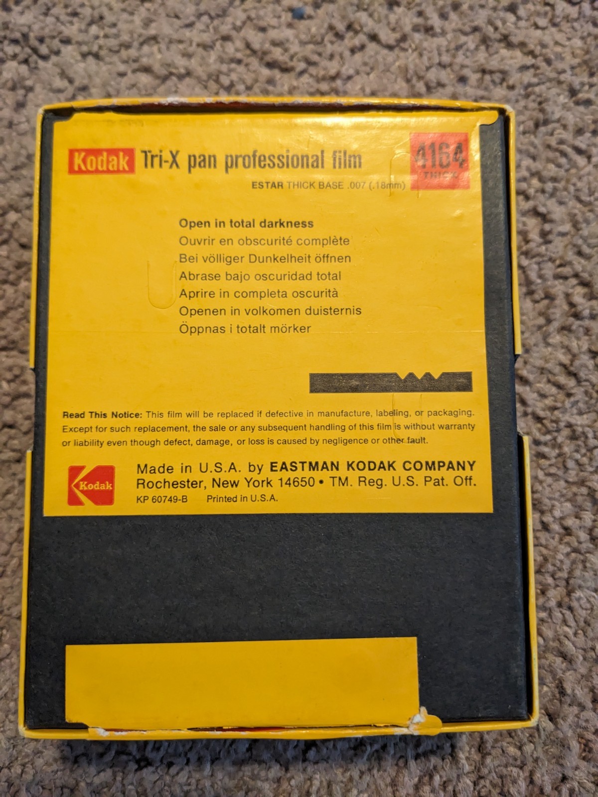 Kodak Tri-X Professional Film 4163 Thick 50 (?) Sheets 4x5 Expired Stored Frozen