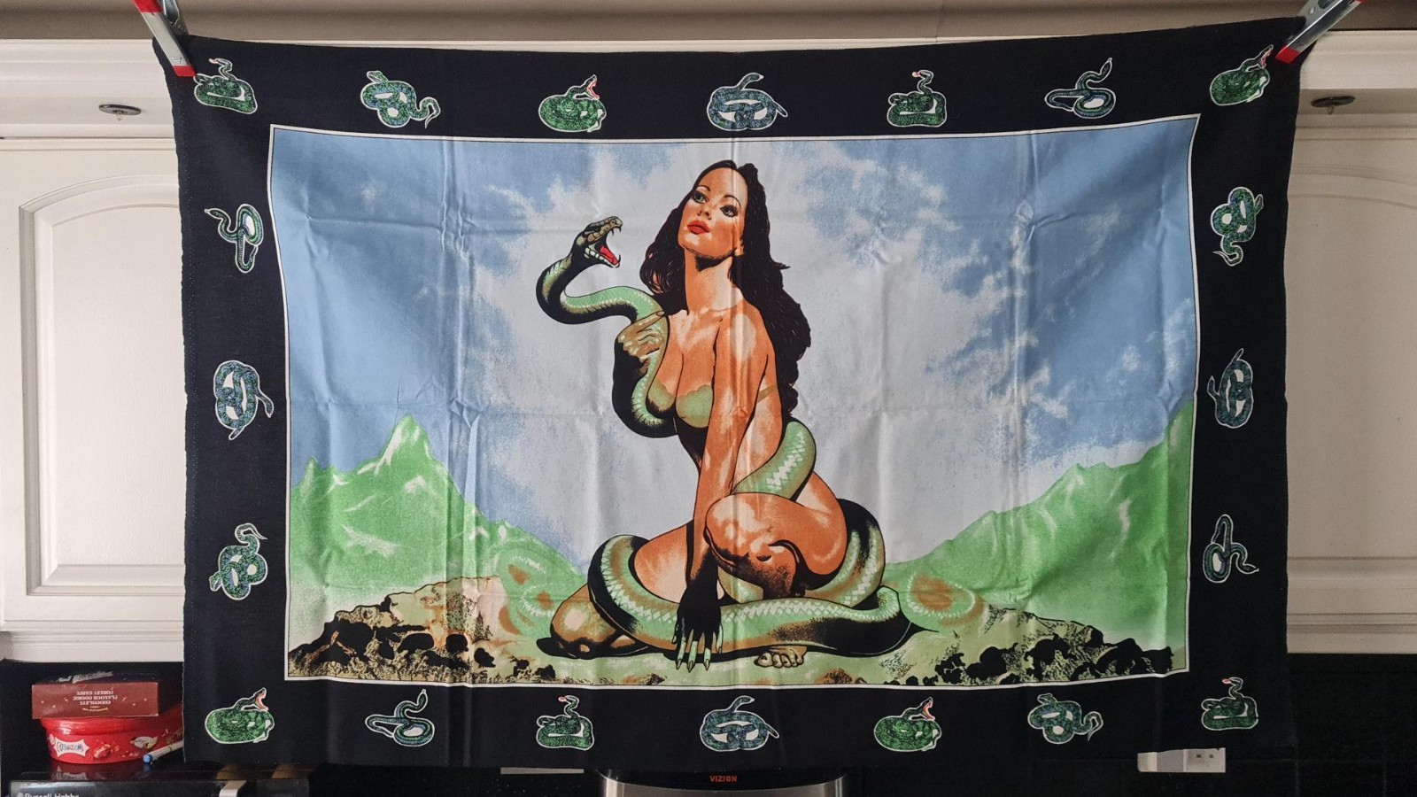 Vintage Snake Lady Tapestry - 1980's Rare