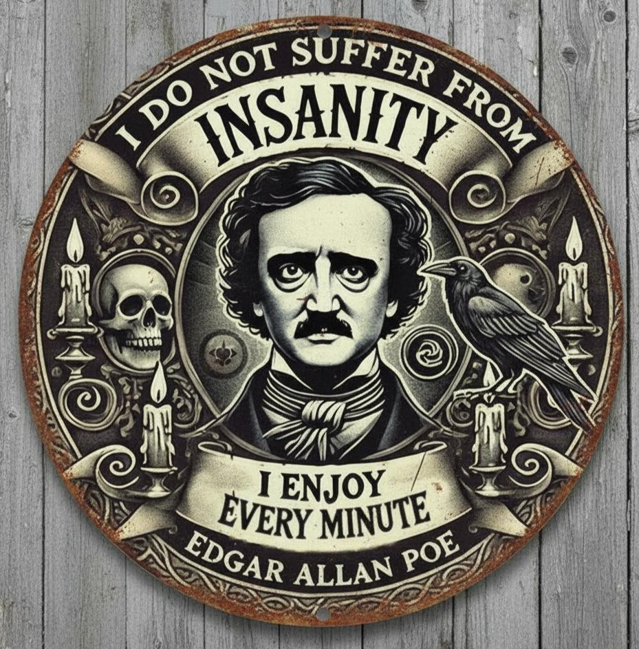 Insanity I Enjoy Every Minute Humor 12" Diameter Vintage Novelty Metal Sign New!