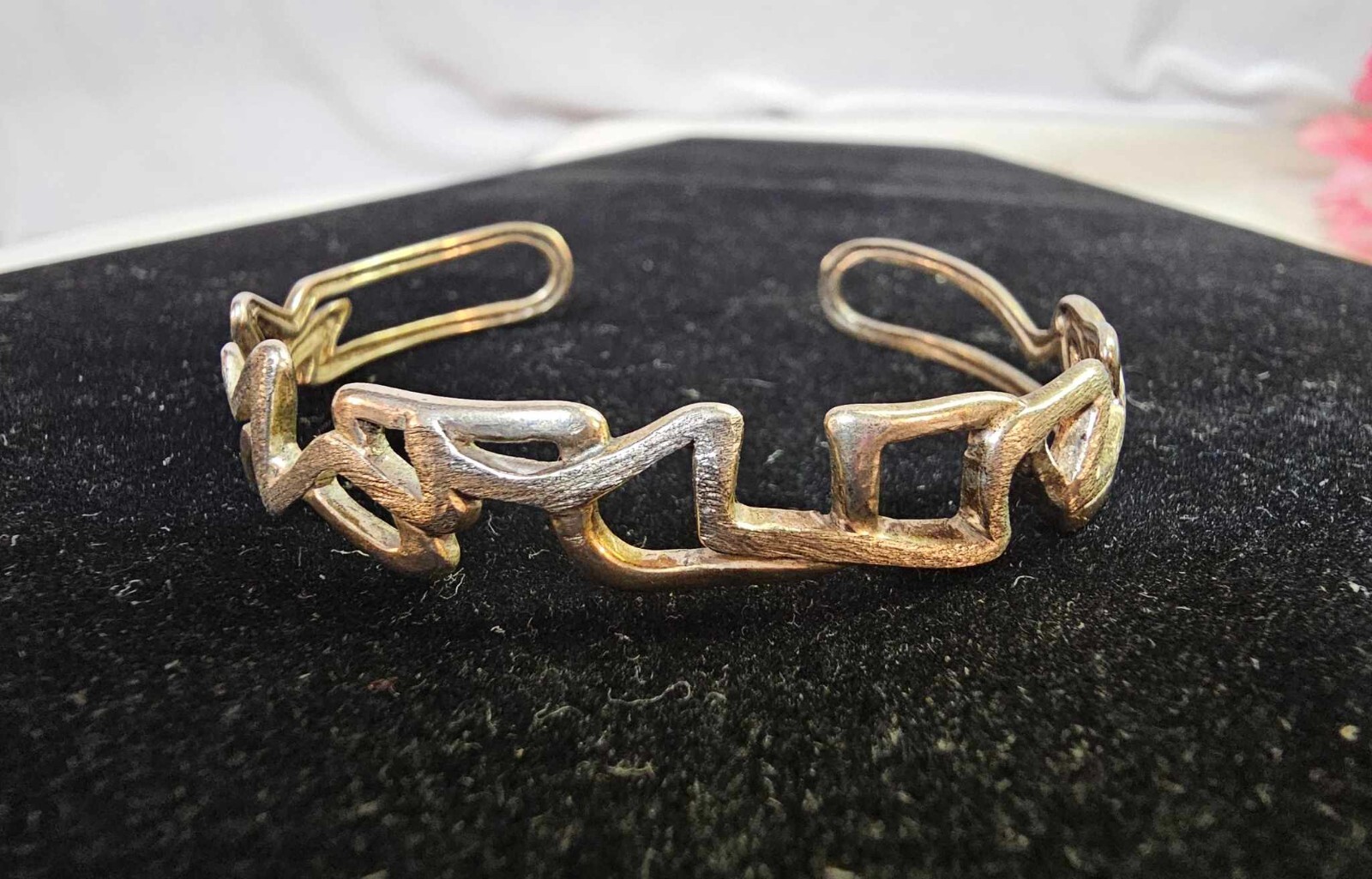 Sterling Silver Cuff Bracelet Geometric/ Abstract Design - 10g- S60- Tested