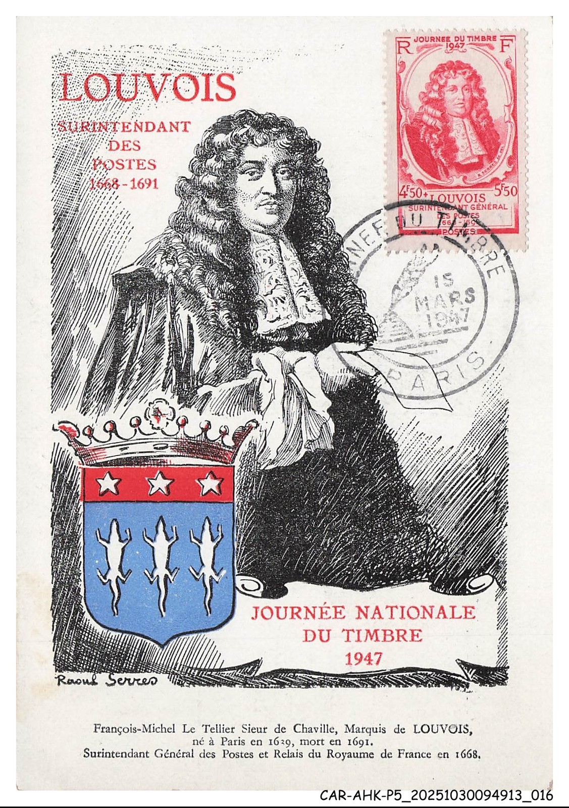 CAR-AHKP5-0274-MAXIMUM Cards - PARIS - Louvois - Superintendent of Posts - Jo