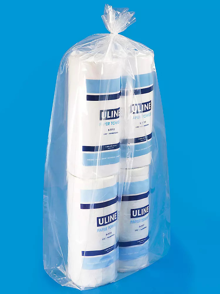 Pack of 500 12 x 8 x 32" 2 Mil Gusseted Poly Bags