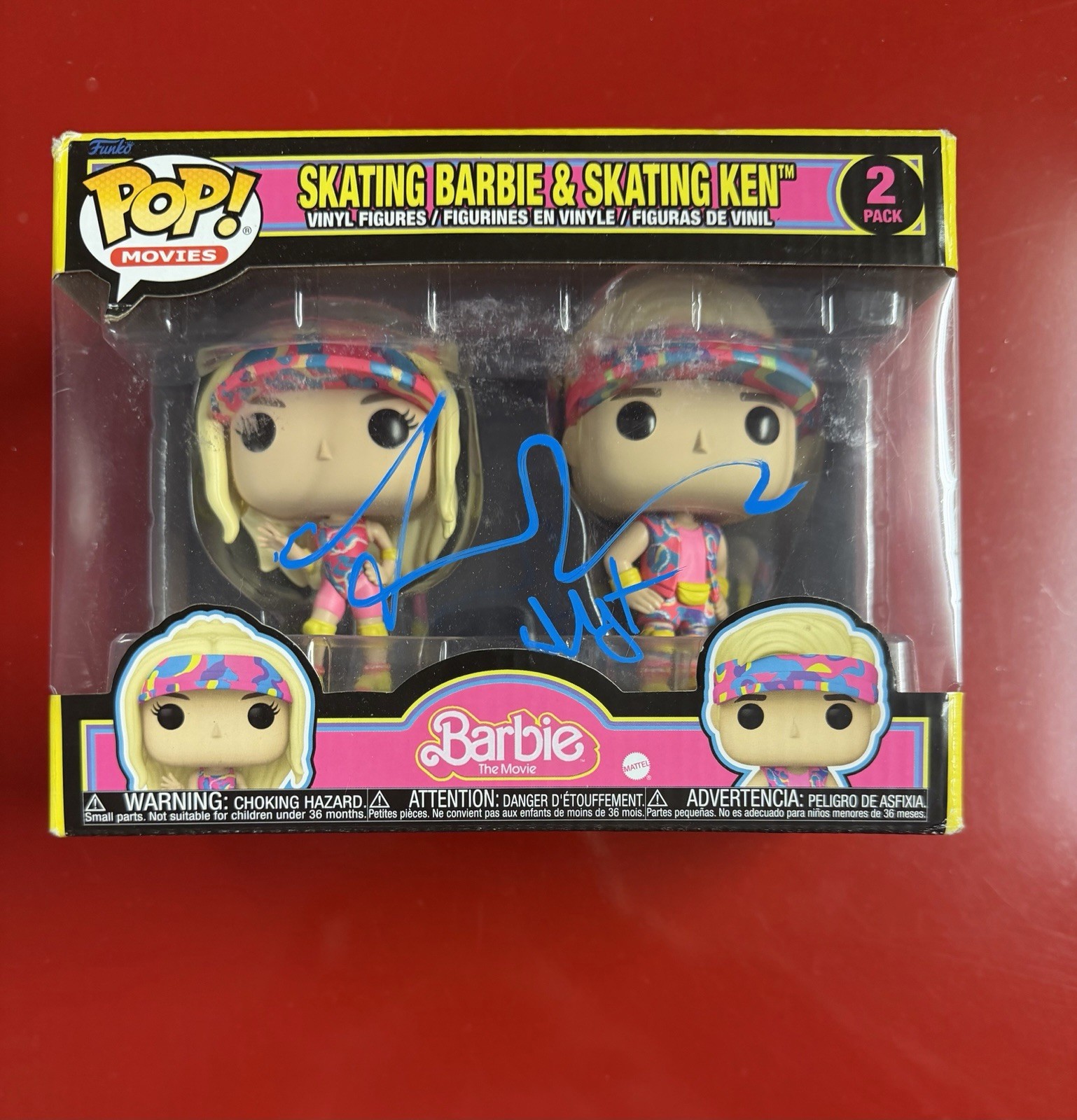 RYAN GOSLING MARGOT ROBBIE SIGNED SKATING BARBIE AND KEN FUNKO POP 2 PCK JSA COA
