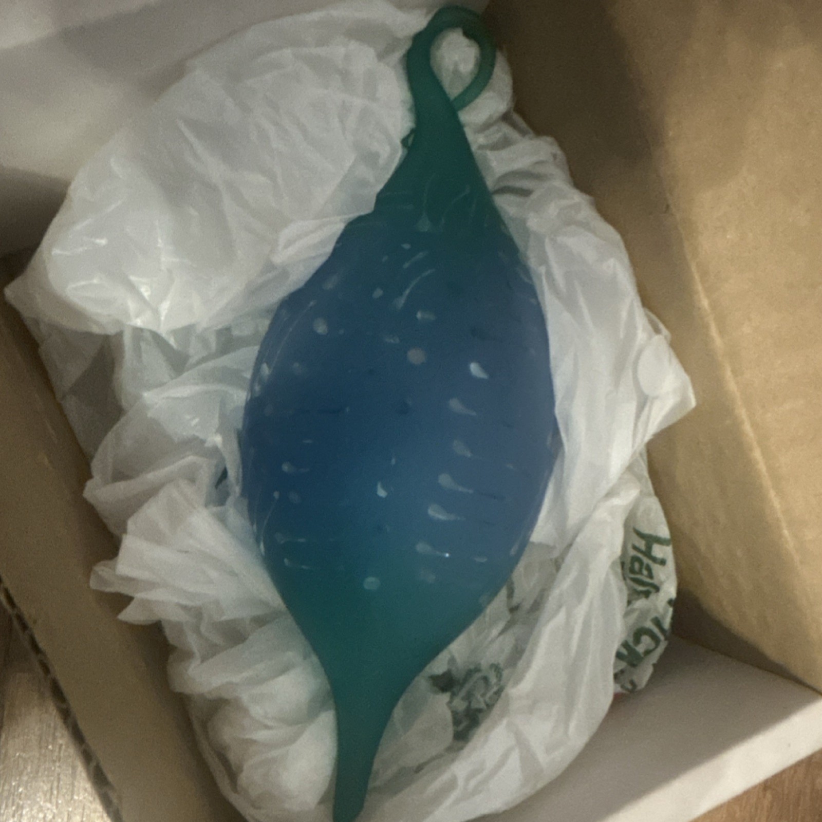 Blue Green blown glass ornament beautiful decorative delicate 