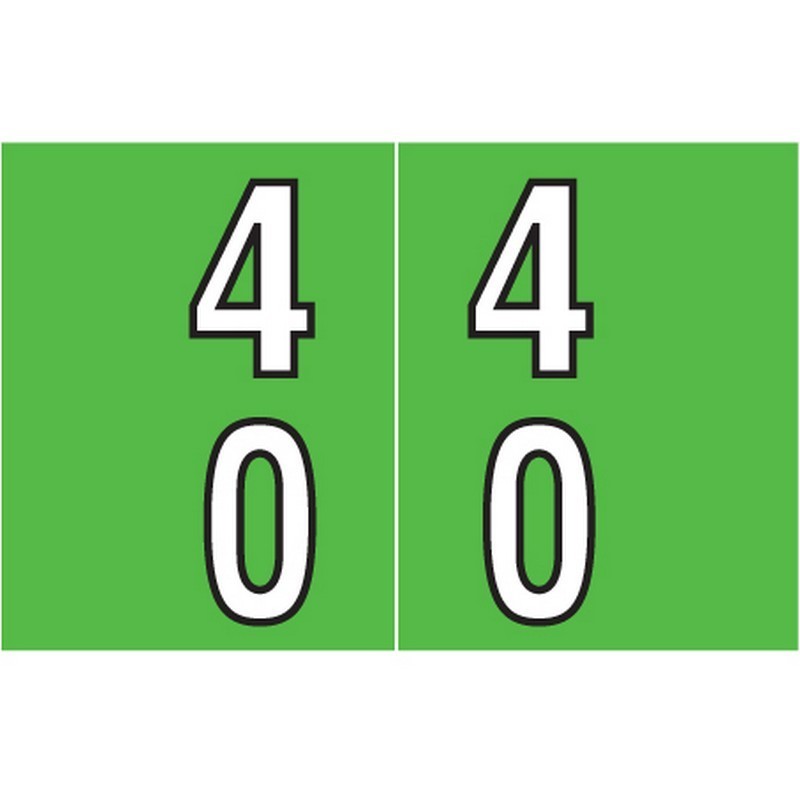 Barkley DBKE Compatible "40" Double Digit Labels, Laminated Stock, 1" X 1-1/2"
