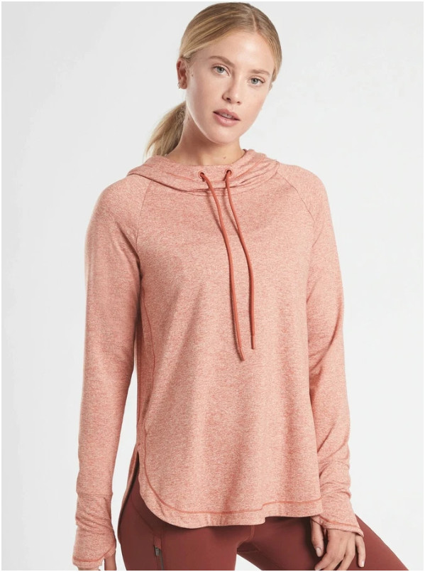 Athleta Uptempo Hoodie Sweatshirt Womens Large Cameo Orange Athleisure 382882