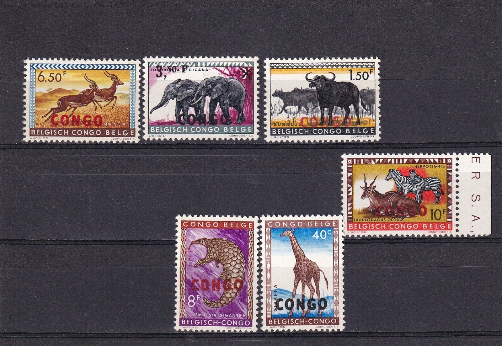 SA09b Congo 1960 Belgian Congo Postage Wild Animals overprinted mint