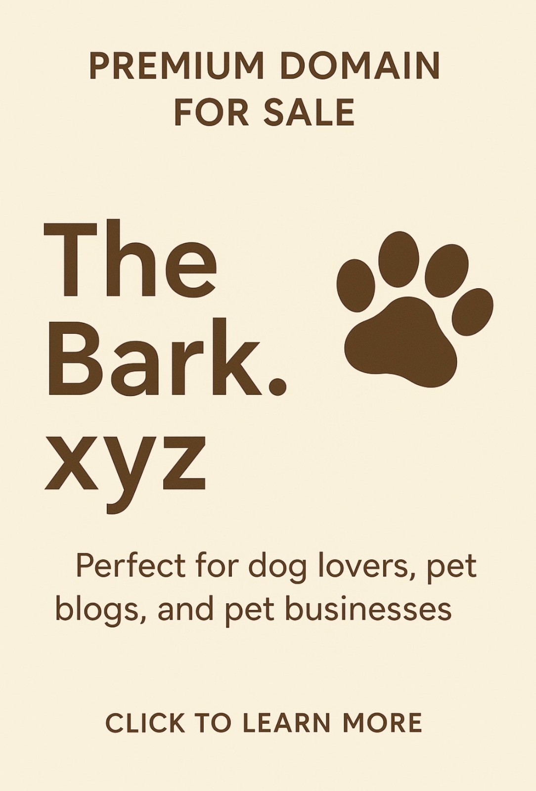 TheBark.xyz | Dog & Pet Domain Name | Brand Website Name for Pet Store | Blog 