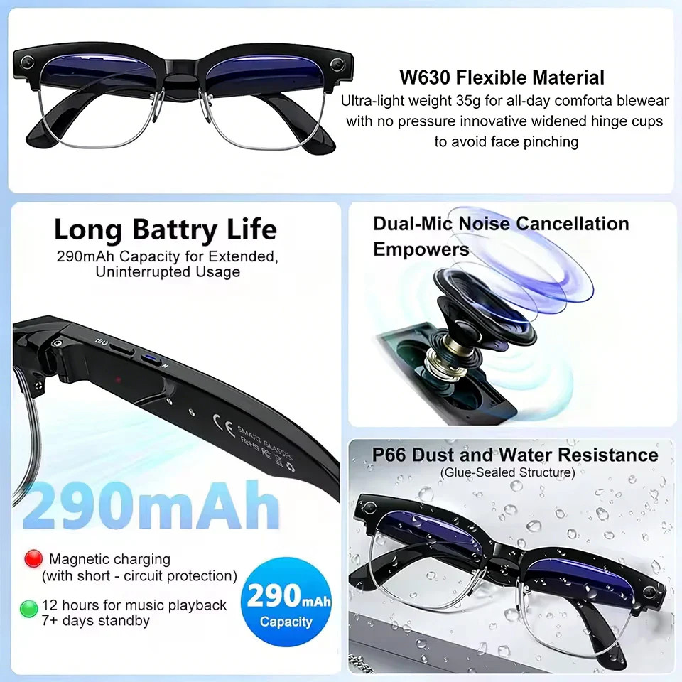 Camera Smart Glasses Video Recording AI Bluetooth Voice Translation
