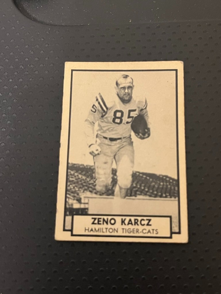 1962 Topps CFL Mini ZENO KARCZ #69 TIGER CATS EX+ CENTERED SHARP