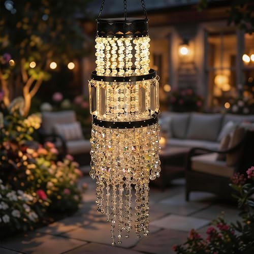 Hanging Solar Lantern Outdoor Chandelier, Waterproof Solar Pendant Style 1