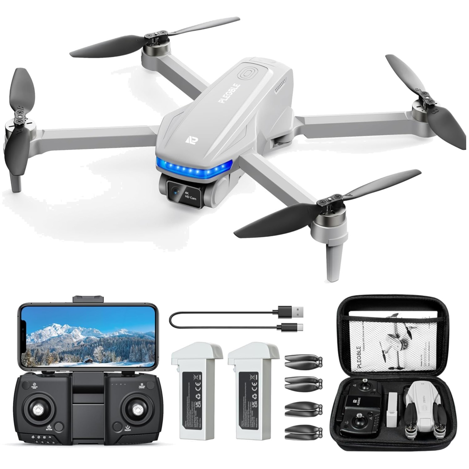 GPS Drones with Camera for Adults 4K, Brushless Motor FPV Drone with Auto Ret...