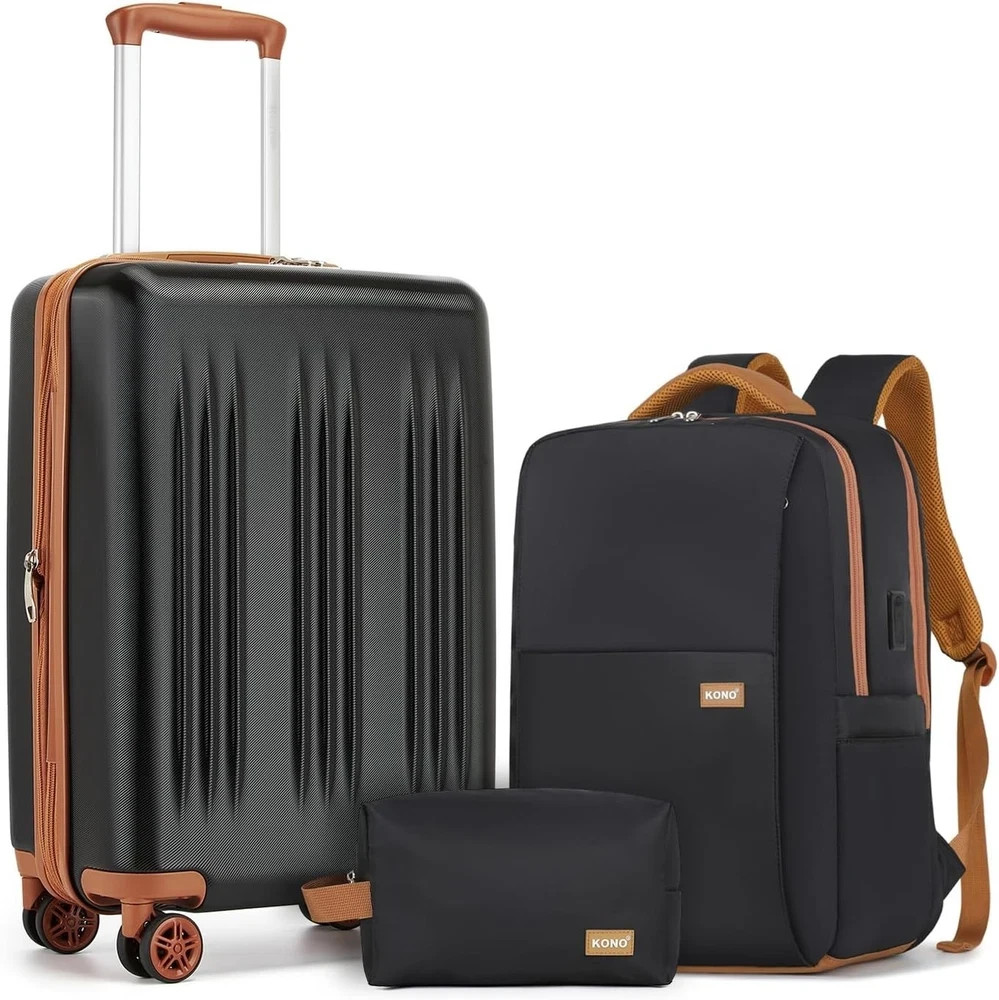 Expandable 3-Piece Hardshell Luggage Set with TSA Lock & Spinner Wheels